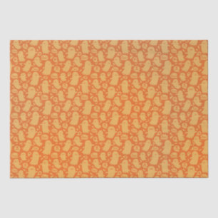 Papier Mousseline Cute Orange Ghosts Halloween