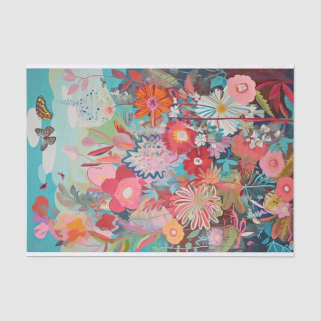 Papier Mousseline Cute Papillon Ressort Abstrait peinture Découpage (Recto)