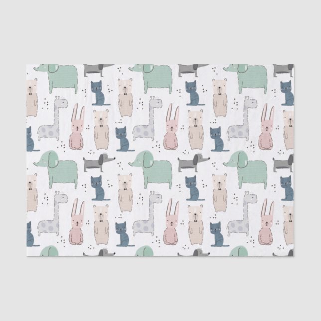 Papier Mousseline Cute Pastel Baby Motif animal (Recto)