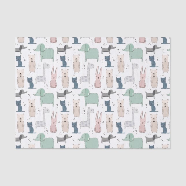 Papier Mousseline Cute Pastel Baby Motif animal (Recto)