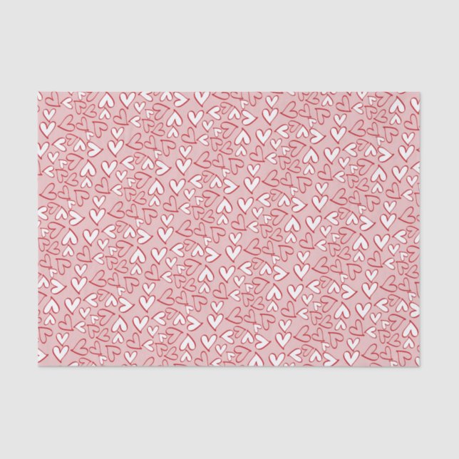 Papier Mousseline Cute Pastel Blush Rose Red Hearts Motif d'art (Recto)