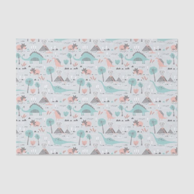 Papier Mousseline Cute Pastel Dinosaur Motif (Recto)