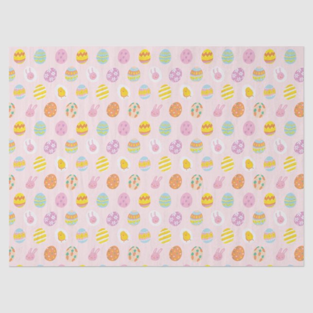 Papier Mousseline Cute Pastel Oeufs de Pâques Motif rose (Recto)