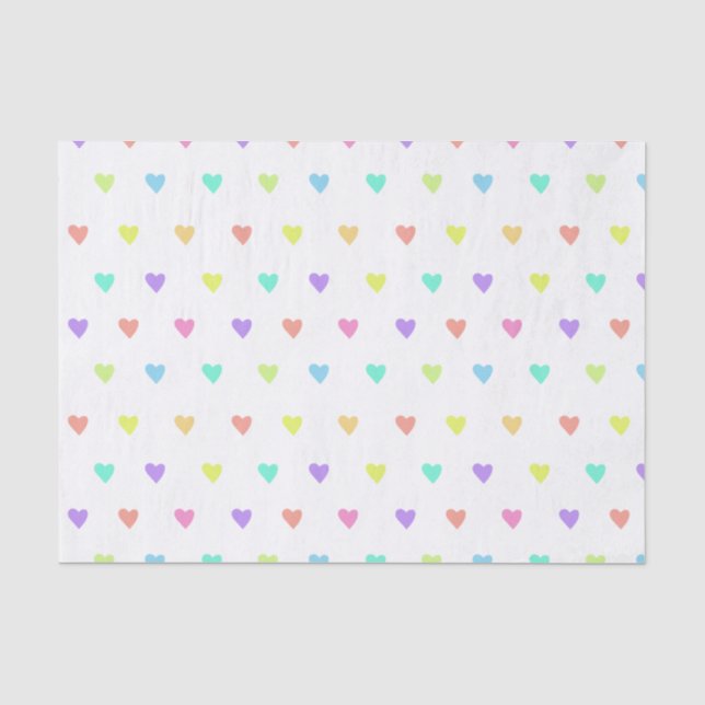 Papier Mousseline Cute Pastel Rainbow Hearts Motif (Recto)