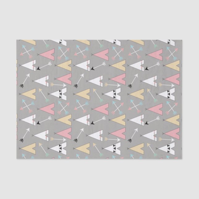 Papier Mousseline Cute Pastel Teepepees et flèches bohème (Recto)