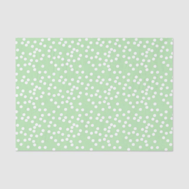 Papier Mousseline Cute Pastel Vert & Blanc Confetti / À petits pois (Recto)