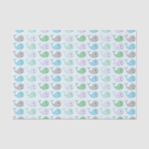 Papier Mousseline Cute Pastel Whales Motif