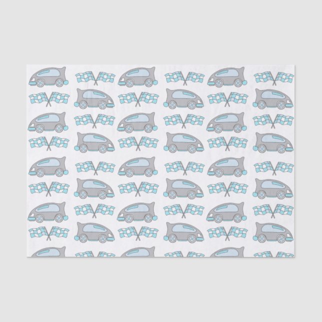 Papier Mousseline Cute Racing Voitures et drapeaux Enfants Motif (Recto)