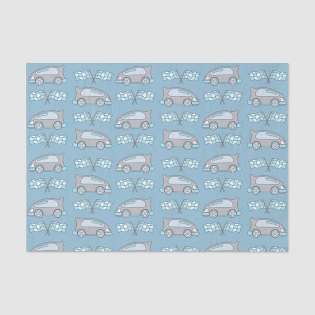 Papier Mousseline Cute Racing Voitures et drapeaux Enfants Motif (Recto)