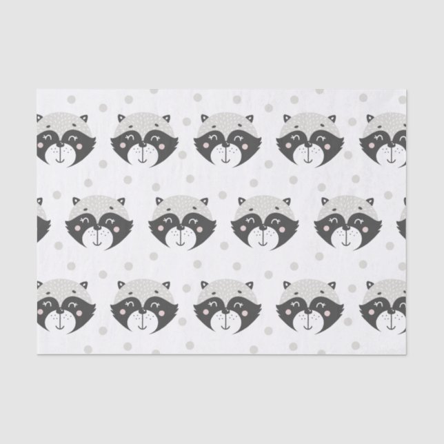 Papier Mousseline Cute Racoon Motif - Enfants (Recto)