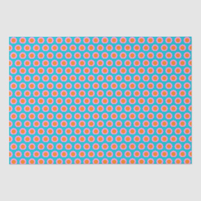 Papier Mousseline Cute Retro 60s Turquoise Mod Motif   (Recto)