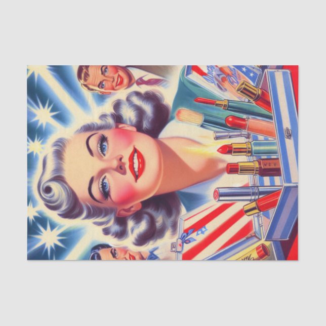 Papier Mousseline Cute Retro Maquillage Pin Up (Recto)