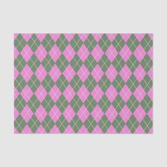 Papier Mousseline Cute Retro Preppy Pink et Motif de Jacquard vert   (Recto)