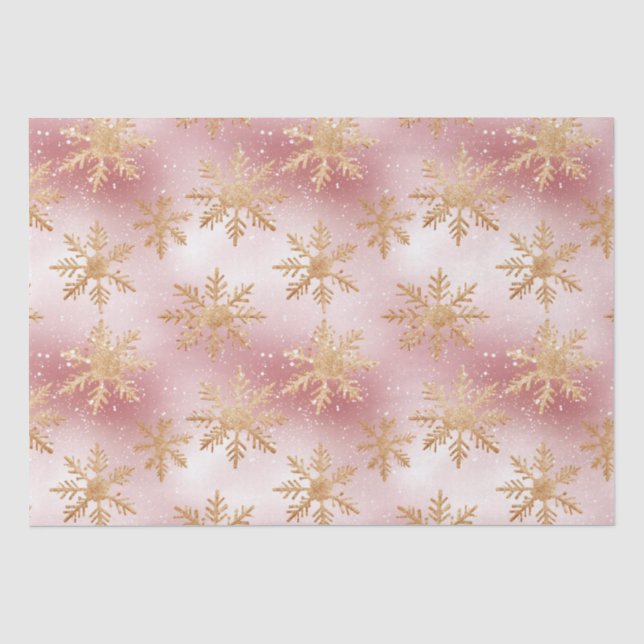 Papier Mousseline Cute Rose Rose Gold Snowflake Motif festif (Recto)