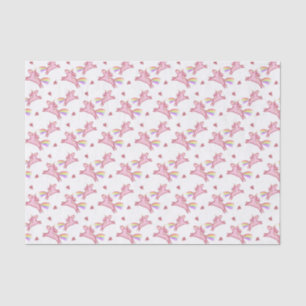 Papier Mousseline Cute Rose Unicornes & Coeurs Doodles Motif