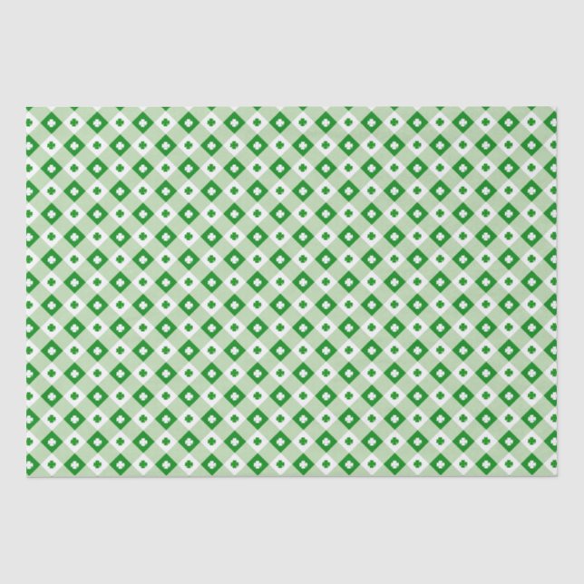 Papier Mousseline Cute Simple St Patrick's Lucky Clover Green Plaid (Recto)