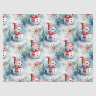 Papier Mousseline Cute Snowman Christmas 