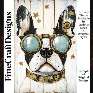Papier Mousseline Cute Steampunk Boston Terrier Dog K6 Découpage