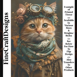 Papier Mousseline Cute Steampunk Chat Whimsical Attire AY1 Découpage