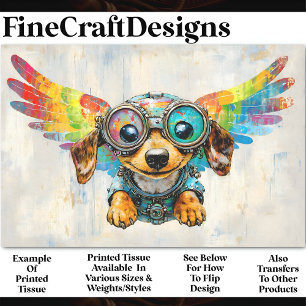Papier Mousseline Cute Steampunk Dachshund Avec Ailes AV8 Découpage