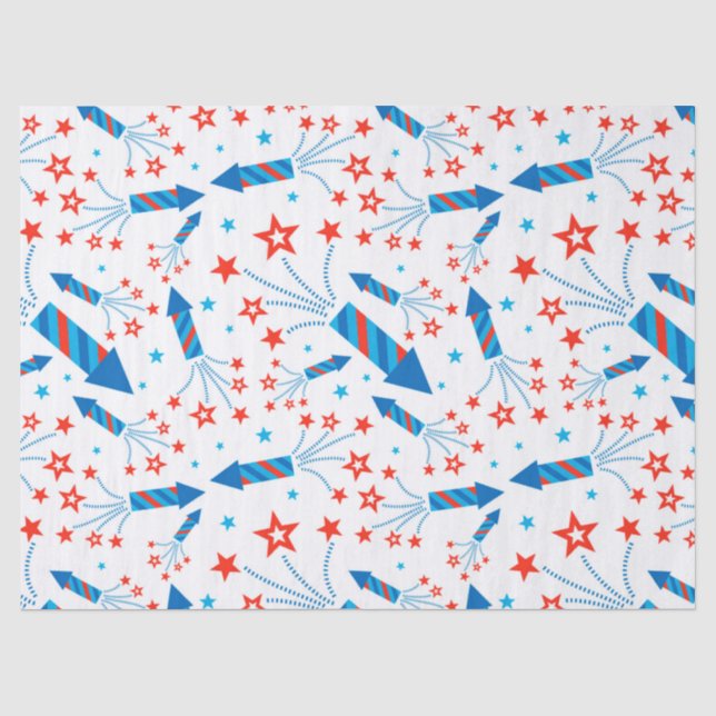 Papier Mousseline Cute Stylisé Fireworks Freedom Motif (Recto)