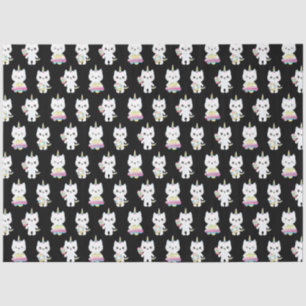 Papier Mousseline Cute Unicorn Chats Motifs noirs
