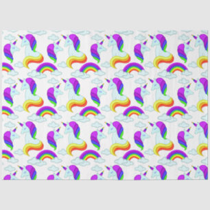 Papier Mousseline Cute Unicorn Rainbow Motif Kids Room decoupage