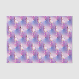 Papier Mousseline Cute Unicorne Blanche Avec Rose & Bleu Mane