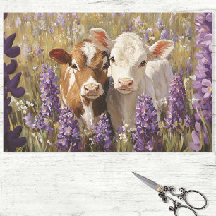 Papier Mousseline Cute Vache Laitière Calves Lupine Fleurs Lupine Dé