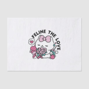 Papier Mousseline Cute Valentine's Cat Design - Feline the Love