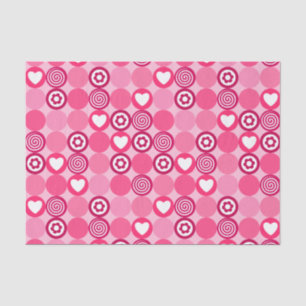Papier Mousseline Cute Valentine's Day Coeur rose et Motif de fleurs