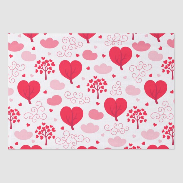 Papier Mousseline Cute Valentines l'arbre forme le coeur motif (Recto)
