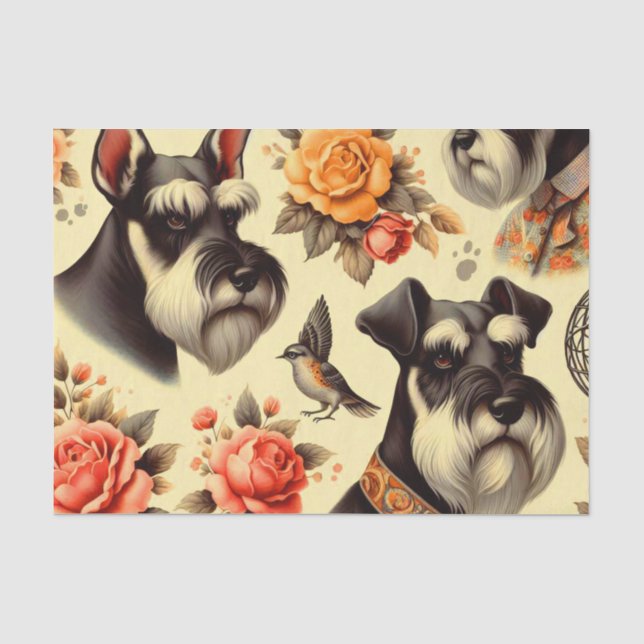 Papier Mousseline Cute Vintage Schnauzer (Recto)