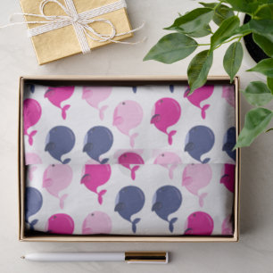 Papier Mousseline Cute Whales, Pattern of Whales, Sea Animals