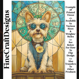 Papier Mousseline Cute Whimsical Steampunk Yorkie Chien Y7 Découpage