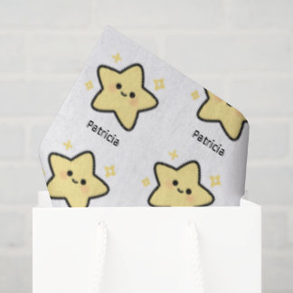 Papier Mousseline Cute whimsical yellow kawaii star monogram