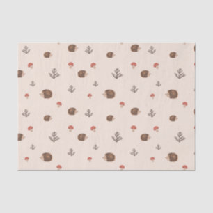 Papier Mousseline Cute Woodland Hérisson et Motif de champignons