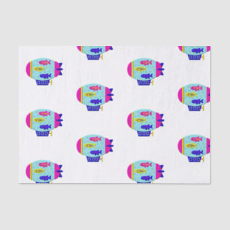 Papier Mousseline Cute Zebra Fish in a Zeppelin