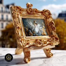 Cygne couronné d'or avec fleurs jaunes Découpage