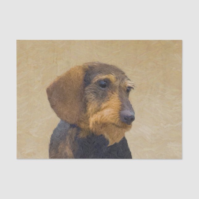 Papier Mousseline Dachshund (À poils durs) Peinture Dog Art original (Recto)