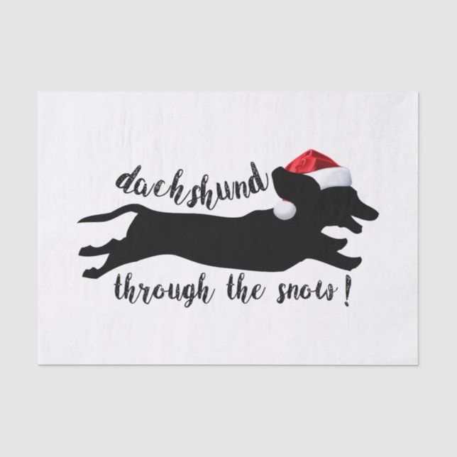 Papier Mousseline Dachshund à travers la neige Fêtes de Noël (Recto)