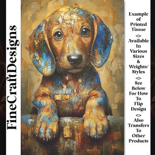 Papier Mousseline Dachshund Chien Chien Puppy Oil Portrait BV1 Décou