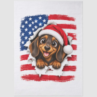 Papier Mousseline Dachshund de Noël américain