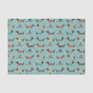 Papier Mousseline Dachshund de vacances avec cadeaux et Motif de sle