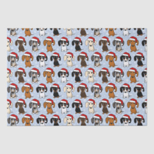 Papier Mousseline Dachshund Noël mignon Wiener Chien Père Noël Holid