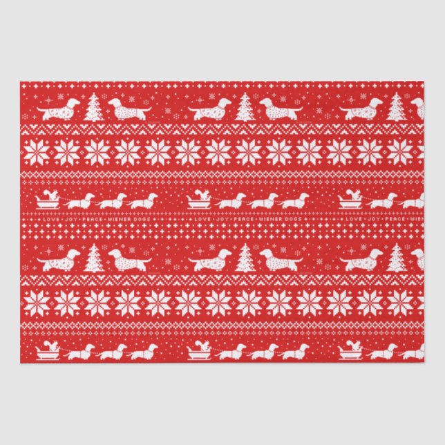Papier Mousseline Dachshunds Sleigh de Noël avec l'écureuil vacances (Recto)
