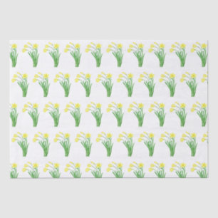 Papier Mousseline Daffodiles Aquarelle Jaune Ressort Floral Joli