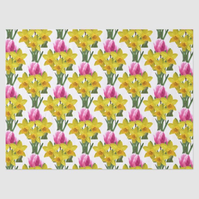 Papier Mousseline Daffodiles et tulipes florales de printemps papier (Recto)