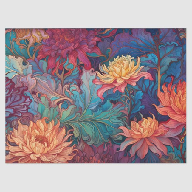 Papier Mousseline Dahlia Tapisserie florale (Recto)