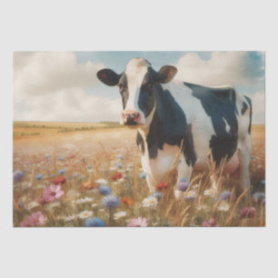 Papier Mousseline Dairy Cow and Fleur sauvage Field Decoupage